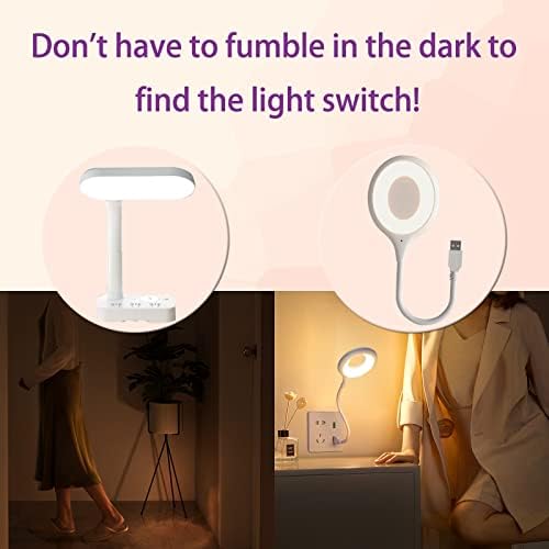 Controle de voz da luz noturna USB - luz noturna inteligente, luz de leitura LED com ganso flexível, lâmpada de leitura para crianças bebês, idosos, quarto, banheiro, corredor