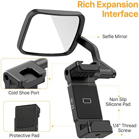 ULANZI Smartphone Selfie Mirror Phone Helder Clip Mount for iPhone 14 13 12 Pro Max Mini traseiro Câmera de telefone traseiro Vlogging A transmissão ao vivo deve ter acessórios