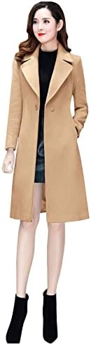 Casacos de trincheira para mulheres outono inverno elegante manga longa lapela pavão botão para baixo jaqueta longa casual