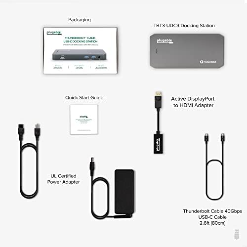 Plugable USB-C e Thunderbolt Dock-40 Gbps com carregamento de 96w, compatível com laptops Mac e Windows, DisplayPort e HDMI,