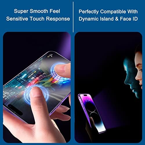 Soopur [2 pacote de protetor de tela leve fosco e azul para iPhone 14 Pro Max, Anti-Glare Blocking Protection Protection Film de vidro temperado 6.7 , toque suave e sensível, cobertura completa