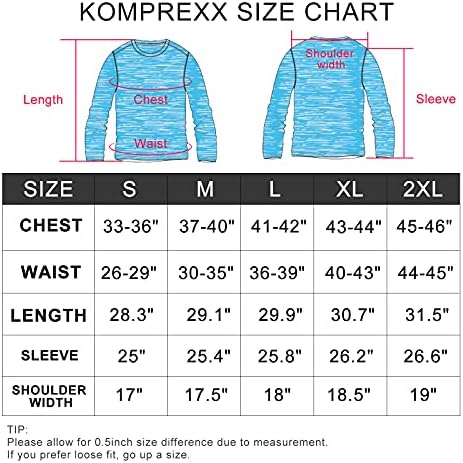 Komprexx UPF 50+ Camisetas de tee de manga longa para homens Camisetas de sol de pescoço para homens para homens