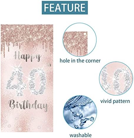 Joyiou 40º aniversário Decorações Mulheres, Feliz 40º Pink Rose Gold Birthday Gifts Decorações Banner 40 e Fabulosa faixa e tiara,