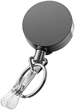 2 Pacote de suporte para cravo retrátil de serviço pesado com o anel de chave de clipe de correia e cordão para o chaveiro de