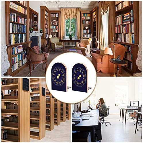 Sagitário em Circle Grande Livros de madeira Modern Decorative Bookshelf Book Stopper Desk Shelds Setors de 2 Conjunto