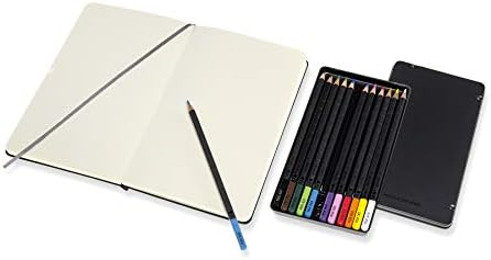 Moleskine Sketchbook e Watercolor Lápis Conjunto de esboço de capa dura para desenho, pintura em aquarela, caderno de desenho para adolescentes, artistas, estudantes, 104 páginas