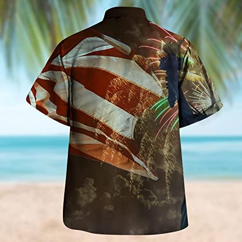 Tdoenbutw camisas patrióticas para homens tshirts bandeira americana Botão impressa Button Hawaiian camisa grande tshirts
