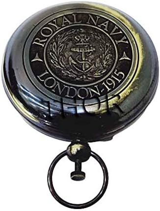Royal Navy London Brass Push Open Pocket Compass Antiquado Acabamento bonito Belo presente artesanal Rústico Decoração