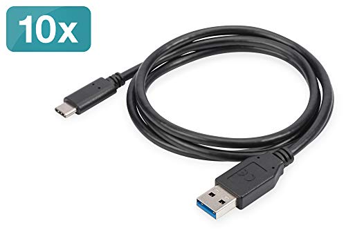 Cabo de conexão USB tipo C, tipo C - A m/m, 1,0m, 10er Conjunto, 3a, 5 GB, 3.0 versão, BL