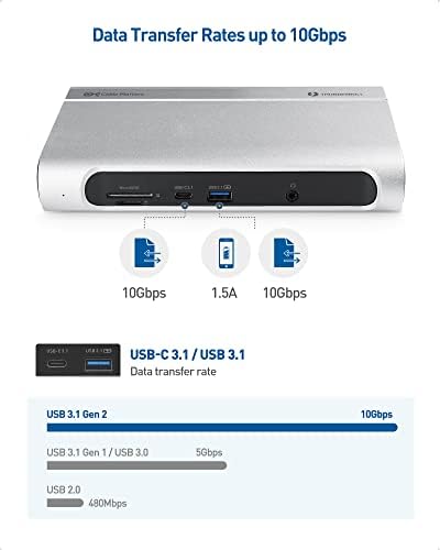 [Intel Certified] Cable Matters Hybrid 14 em 1 Thunderbolt 3 Dock com Displayport 4K 60Hz duplo 4K ou HDMI, carregamento