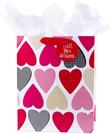 Hallmark 13 Grande bolsa de presente do Dia dos Namorados com papel de seda