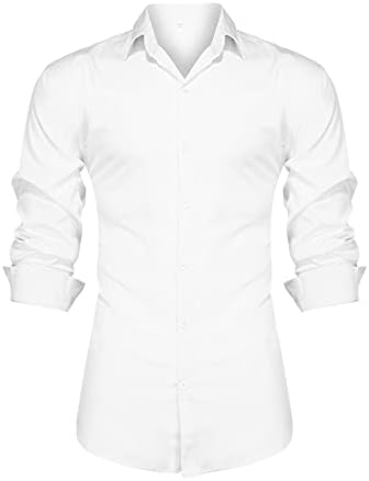 XXBR Men's Business Casual Camisetas, Button Fall Down Down Slim Fit
