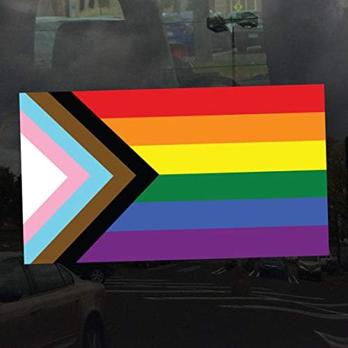 Bandeira do Progresso Pride LGBTQ POC Transgênero Bandeira - Vibrante Janela estática A aderindo - 5 polegadas