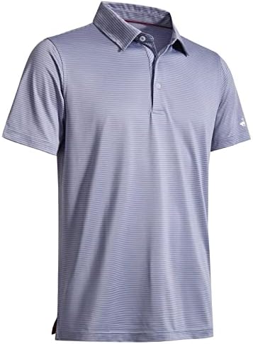 Camisas de pólo de golfe masculinas Desempenho listrado de manga curta Camisas de golfe seco para homens