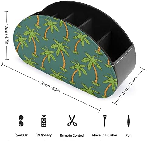 Cartoon Tropical Coconut Palm Trees Remote Control Holder de couro Organizador de mesa para suprimentos de escritório