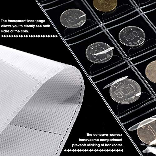 Álbum de coleta de moedas com 150 bolsos de moeda e 240 bolsos de moeda de papel, PULO DE COLEÇÃO DE COLETA DE COLEÇÃO PENNY Storage