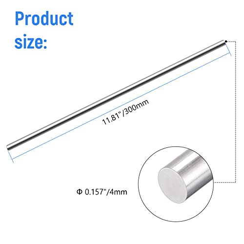 Hastes de aço inoxidável 5 pcs 304 barra redonda sólida Pino cilíndrico de eixo em miniatura, diâmetro 4mm/0,159 , comprimento