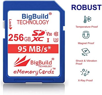 TECNOLOGIA BIGBUILD 256 GB Ultra Fast U3 SDXC 95MB/S CARTÃO DE MEMÓRIA COMPATÍVEL COM LEICA C LUX, CL, D LUX, D LUX 7, M10-D/P/R,