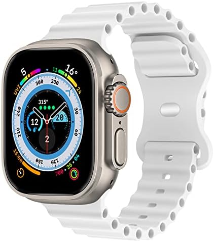 Lyfatz Ocean Band Compatível com Apple Watch Band 38mm 40mm 41mm 42mm 44mm 45mm 49mm, ajuste de silicone macio ajustável banda respirável para homens Apple Iwatch Series 8 7 6 5 4 3 2 1 SE Ultra