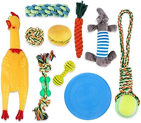 Zozufak 10 brinquedos para cães para animais pequenos/médios/grandes com dentição mastigante, brinquedos interativos de corda,