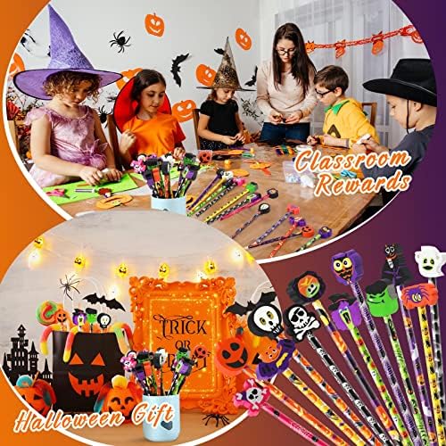 Lápis de Halloween com Toppers Páscoa Bulk Halloween Ghost Lápis de sortimento de papelaria lápis para crianças estudantes, material de sala de aula da escola, favores de festas