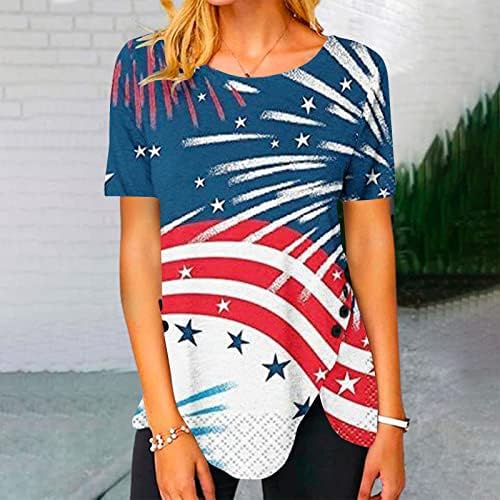 QCEMENI 4 de julho Tunic Tops for Women Patriótico USA Independência Dia da Independência T-shirt Patriótico T-shirt American