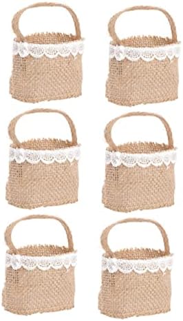 ABAODAM 6PCS Bolsa decorativa Rattan cestas Tote Inserir organizador de casamentos cesto de cesta vintage cesto de linho saco de casamentos