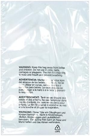 Aviso de asfixia Saco poly, 1,5 ml de auto-seio 100CT, Easy Peel, FBA Felfillment. 9x12 100ct