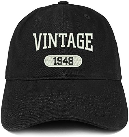 Trendy Apparel Shop Vintage 1948 Bordado 75º aniversário Capinho de algodão de encaixe relaxado