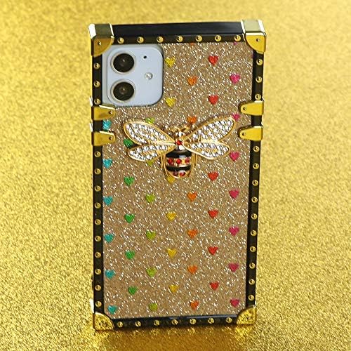 Muntonski Compatível com Apple iPhone 11 Case Square Edge tronco Wome Luxury feminino 11Cases Bling Glitter Glitter Sparkly Bee Fashion