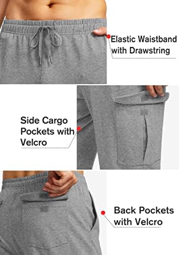 Calça de moletom de algodão masculina de pudolla com bolsos de carga de ioga de fundo aberto para homens calças de lounge para treino
