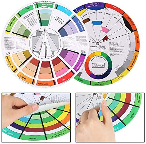 Salmue Círculo cromático de cores, guia de bolso da roda de cor em colorir suprimentos de papel de papel de roda colorida, ferramenta de ensino de aula de arte de 23,5 cm