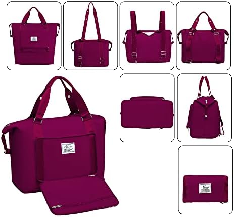 Bolsa de viagem de sopime bolsa esportiva expansível para mulheres, grande bolsa de viagem dobrável com alças duplas e bolso