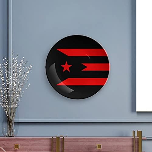 Placas de cerâmica de placa decorativa de Bandeira de Puerto Rico, Placas de Cerâmica de Placas de Cerâmica com Display Stand for Home Office Wall Decoration
