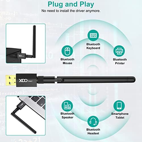 ADAPTADOR DE LONGO USB Bluetooth 5.3 para PC Plug Plug & Play Classe 1 Bluetooth Dongle EDR 328ft/100m Receptor de transferência