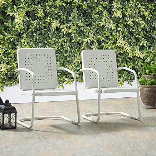 Crosley Furniture Co1025-WH Bates Retro Outdoor Metal de poltrona de 2 peças Conjunto, brilho branco