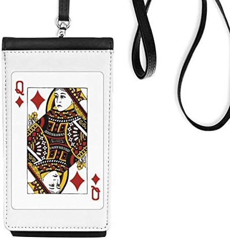 Diamond Q Playing Cards Pattern Phone Wallet Burse pendurando bolsa móvel bolso preto