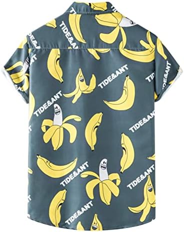 Camisas havaianas masculinas de verão, manga curta, tampe de retalhos de retalhos de retalhos de retalhos de impressão engraçada