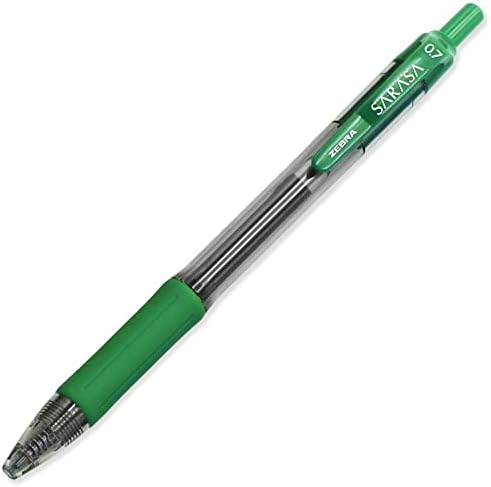 Zebra caneta sarasa - 0,7 mm de caneta retrátil de tinta de gel de gel - pacote de 12 - tinta verde