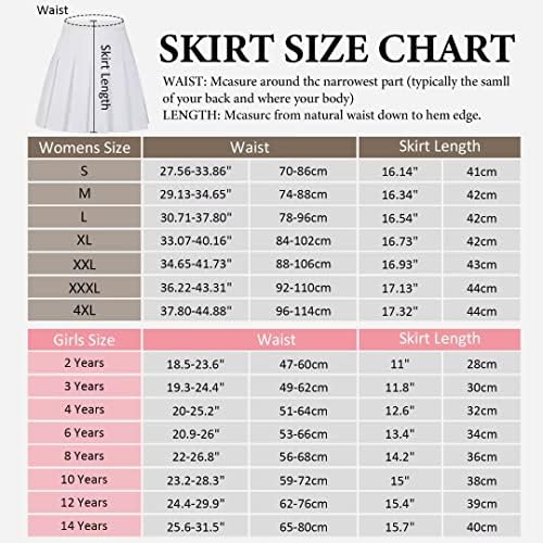 Mini-saia plissada Saias de tênis de cintura alta Skorts For Women Girls Salia de torcer de uniforme escolar com shorts, 2t-4xl