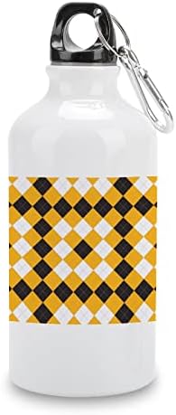 Amarelo Checked Sports Water Bottle Bottle Reutilable Aluminium Travel caneca isolada para ao ar livre
