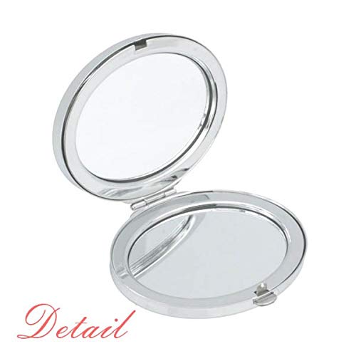 Adorável bate -papo preto fofo padrão feliz espelho oval portátil dobra maquiagem de mão dupla lateral óculos