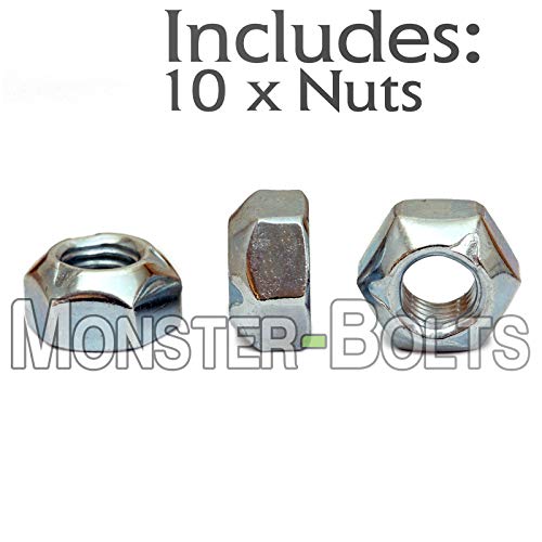 M10-1.50 - Qtd 10 - Cone hexadecimal de zinco Torque predominante todas as porcas de trava de metal, classe 10 aço DIN 980V CR+3 ROHS - Monsterbolts