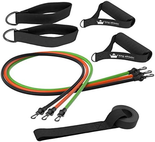 King Athletic Resistance Bands With Handles & Door Anchor :: Rubber Stretch Fitness Training Tube Band Set com tiras
