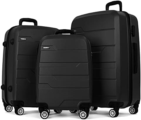 Taiga Bagage define 3 peças com TSA aprovada e leve e dura percurso de malas grandes rolantes com rodas giratórias, material