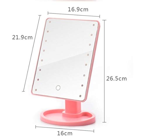 Espelho de maquiagem de vaidade rosa ， quente 360 ​​graus espelho de maquiagem de rotação ajustável 16/22 LEDs LEDs iluminados Tela LED espelhos cosméticos portáteis yang1mn