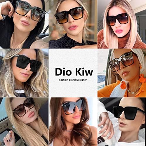 Diokiw Oversize Square Sunglasses para mulheres Retro Luxo Big Frame Glasses Sun Proteção UV Óculos de viagem