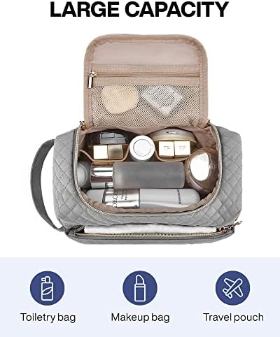 Bagsmart Saco de higiene pessoal para mulheres Bolsa de higiene pessoal de viagem com grande abertura, viagens essenciais, bolsa