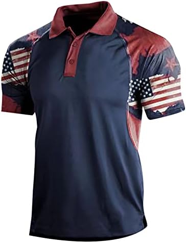 Camiseta de bandeira americana para homens casuais camisa polo patriótica com zíper, camisas do dia da independência para meninos