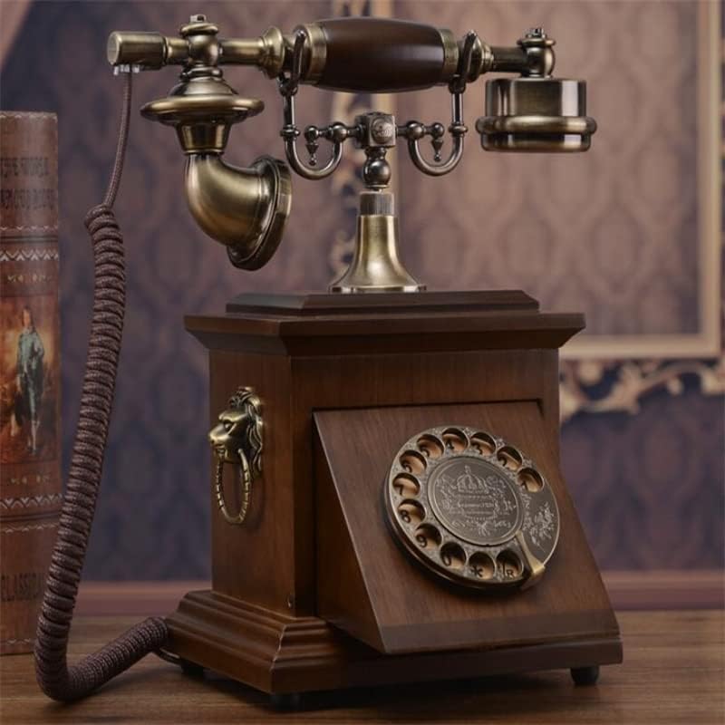 Gayouny retro quadrado quadrado telefone telefonia house office hotel feito de madeira conjunto clássico telefone fixo telefone